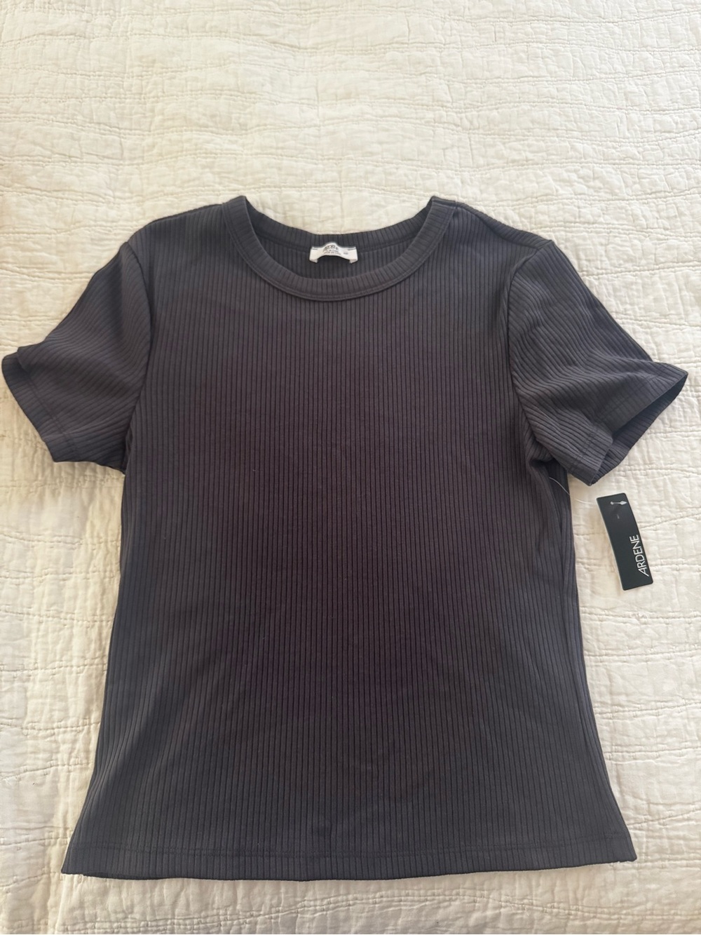 NWT Ardene Black Ribbed Crewneck Short Sleeve Top
